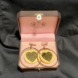 Juicy Couture Gold Hoops with Heart Design